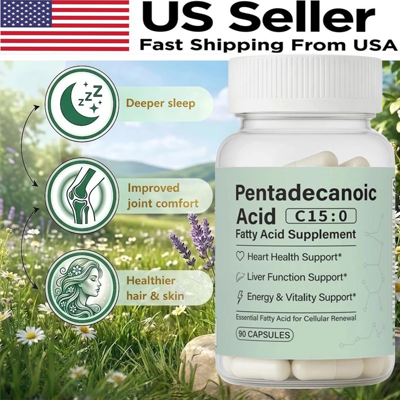 Pentadecanoic Acid Caps, C15:0 Fatty Acid Supplement – Natural Plant-Based 1-5X