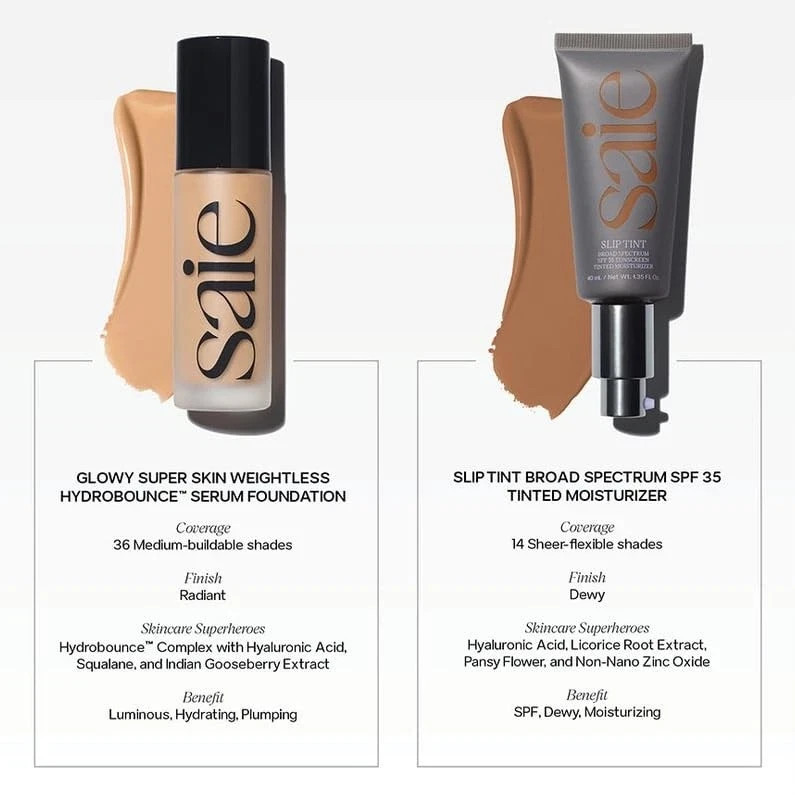 Saie Slip Tint SPF 35 Tinted Moisturizer 40ml Choose your shade