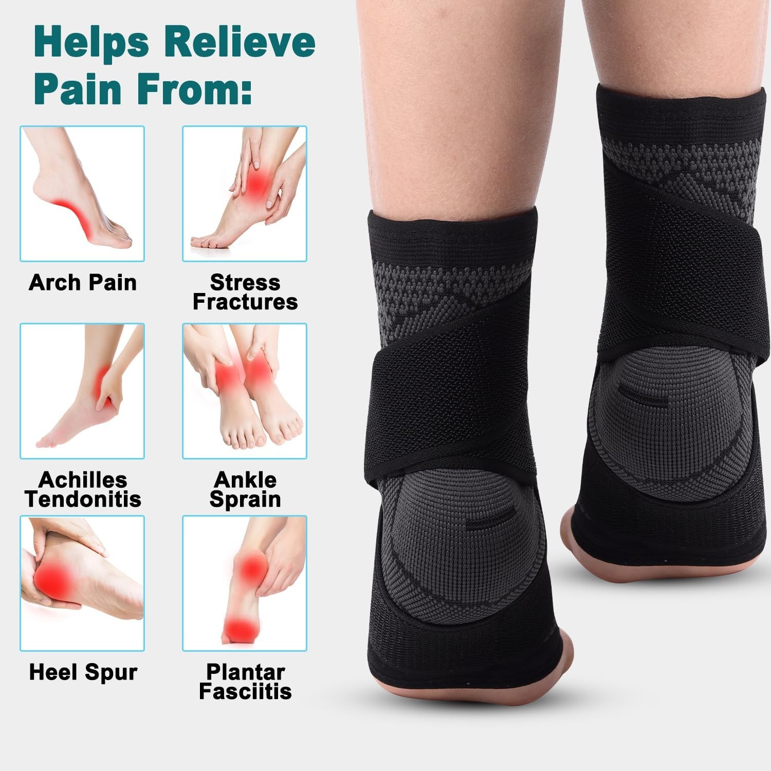 Ankle Support Brace Compression Sleeve Plantar Fasciitis Pain Relief Foot Wrap
