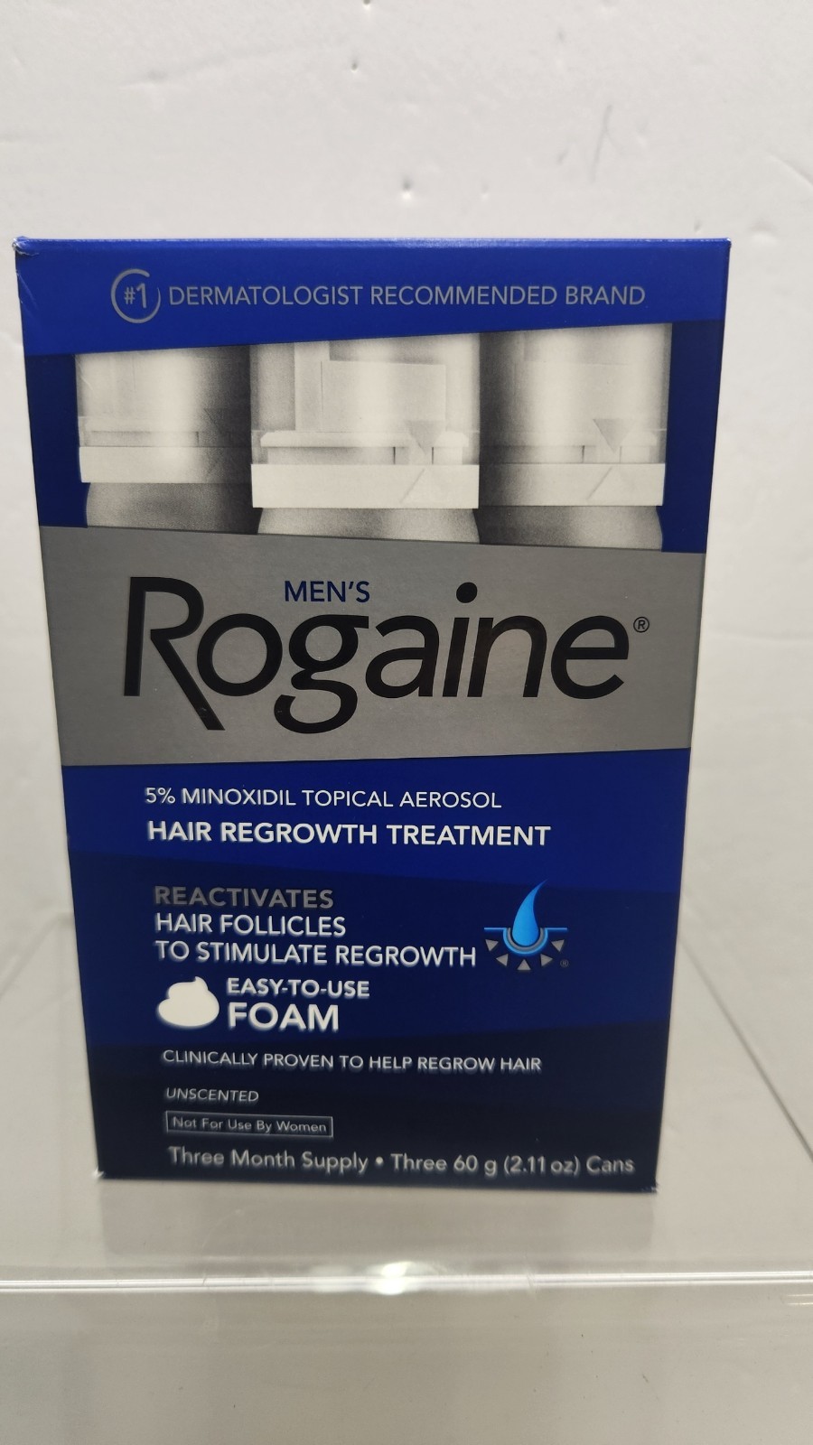 Rogaine Men’s 5% Minoxidil Foam Hair Treatment, 3×2.11, Exp 05/2027