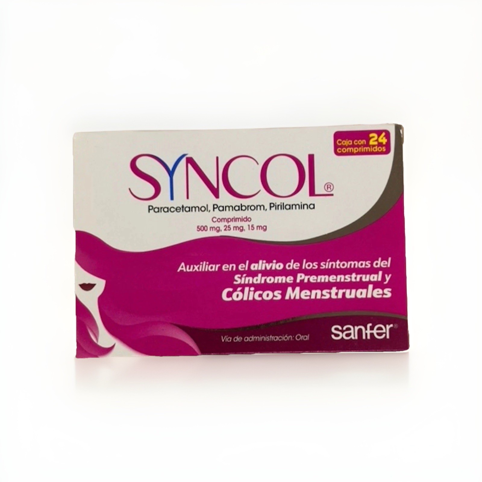 Sincol 24 Tablets Menstrual Relief Pain Paracetamol Mexico Imported