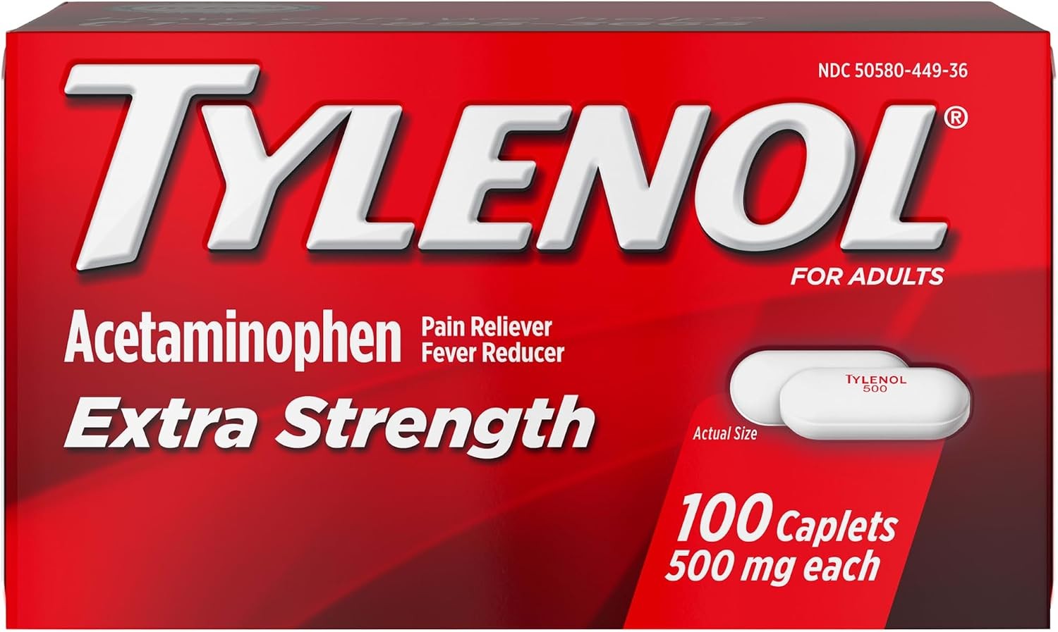 TYLENOL Extra Strength Pain Reliever Caplets – 500mg