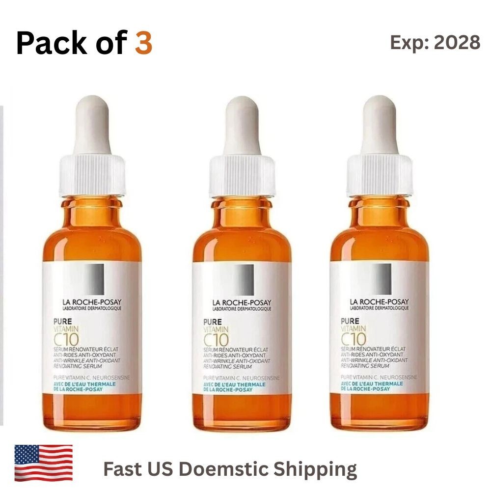 La Roche-Posay 10% Pure Vitamin C Serum Anti-Wrinkle and Anti-Aging Pack of 3 pc
