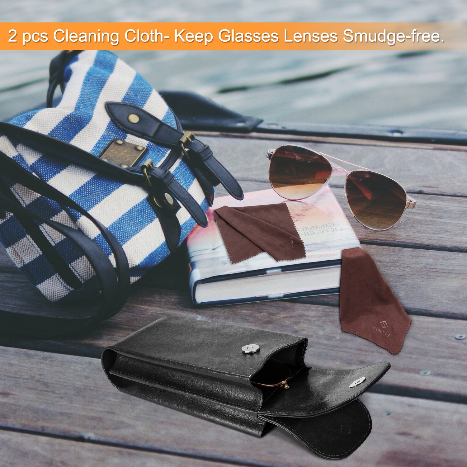 Double Glasses Case with Carabiner Hook Portable Eyeglass Case Sunglasses Pouch
