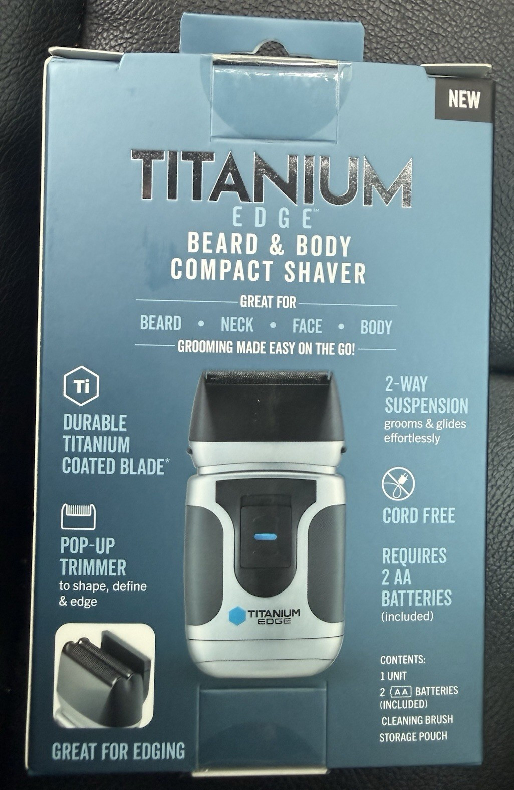Titanium Edge Beard & Body Compact Shaver Foil Head Cordless Pop-Up Trimmer