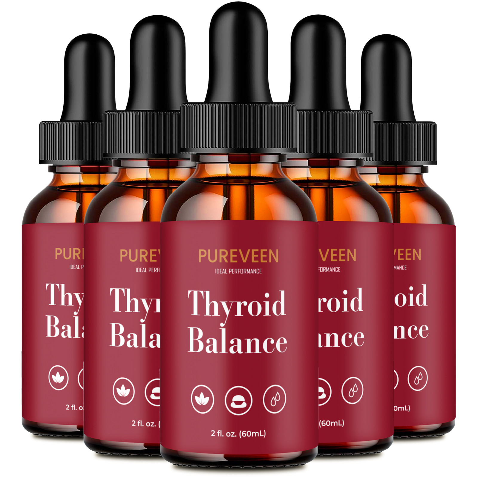 Pureveen Thyroid Balance Drops, Pureveen Drops Supplement (5 Pack)