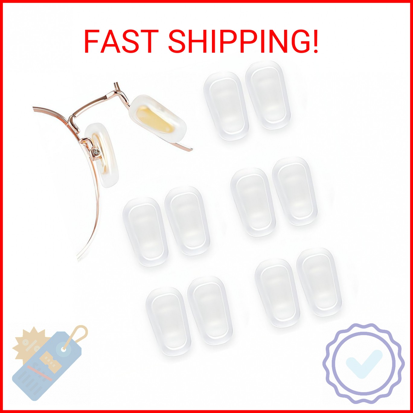 5 Pairs Slip-on Nose Pads Covers,Soft Silicone Eyeglasses Nosepads Anti-Slip Gla