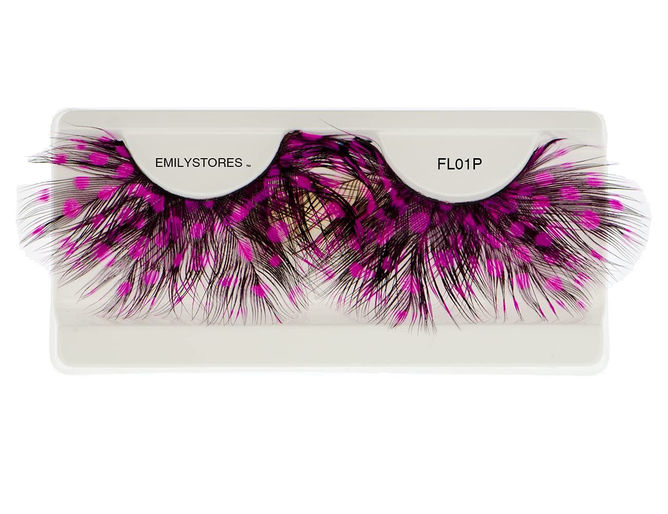 EMILYSTORES Pink Dots Faux-Feather False Eyelashes 1 pair (Pack of 1),