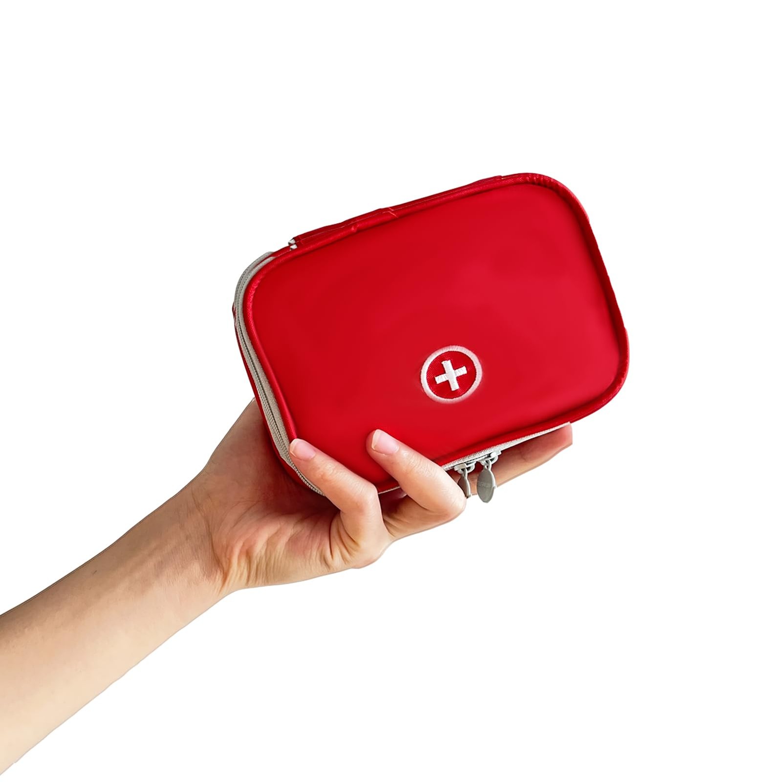 Linsiter Portable Empty First Aid Bag, Mini Travel 5.11 * 3.93 * 1.57in, Red