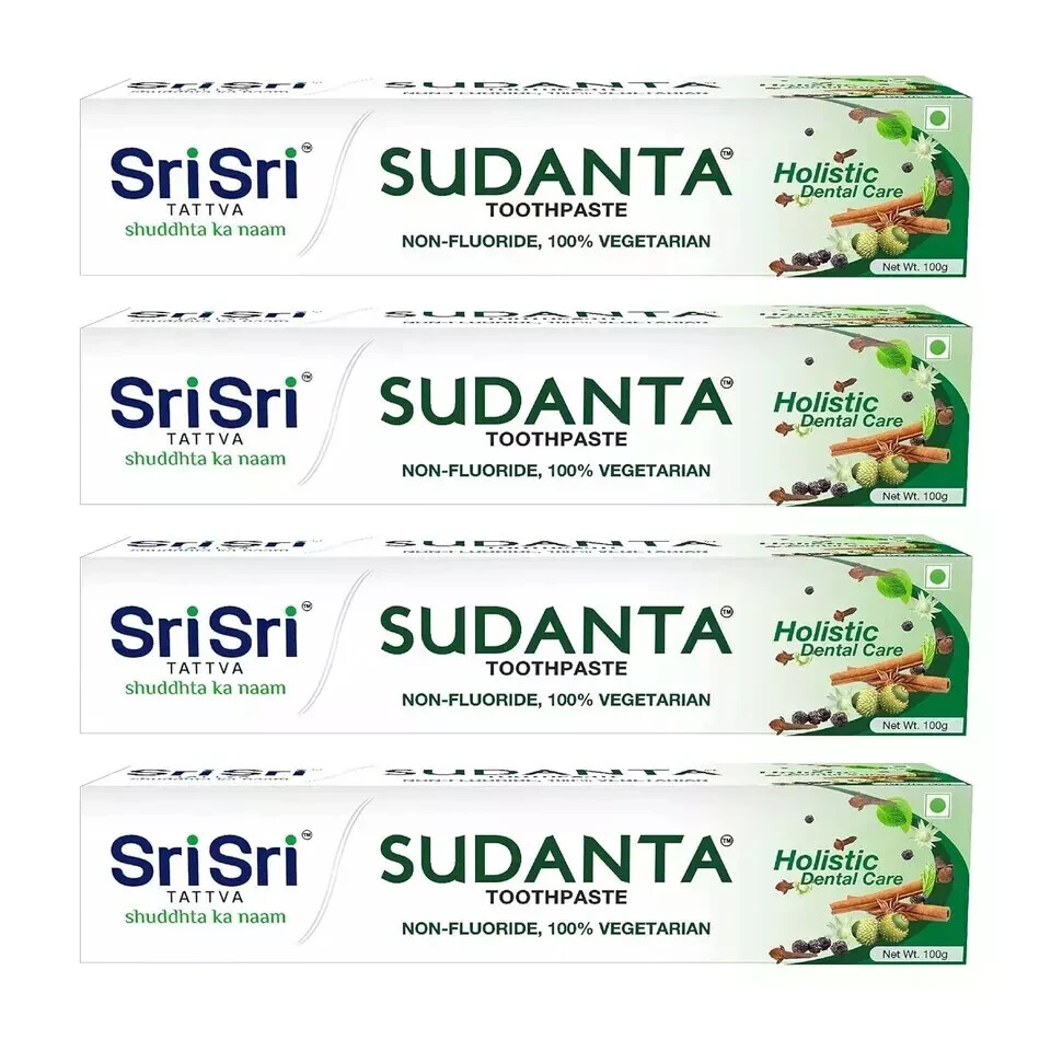 Sri Sri Tattva Sudanta Ayurvedic Herbal Toothpaste – 100g (Pack of 4) QUICK SHIP