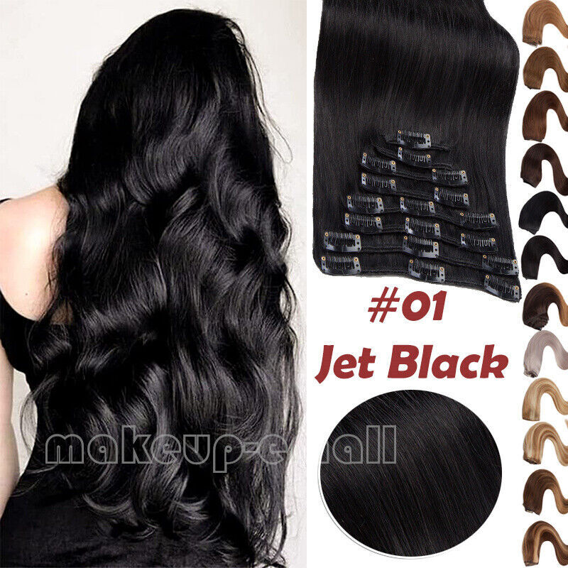 Clip in 8 Pieces 100% Remy Human Hair Extensions Full Head Straight 16″18″20″