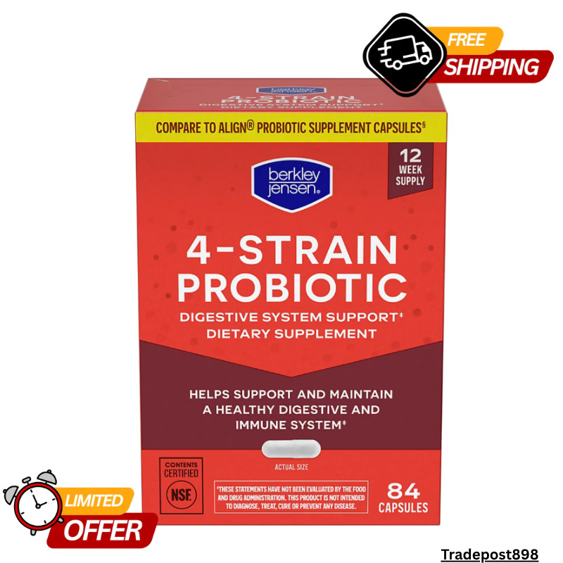 Berkley Jensen Probiotic Capsules Digestive Support Immune Gut Health, 84 Count