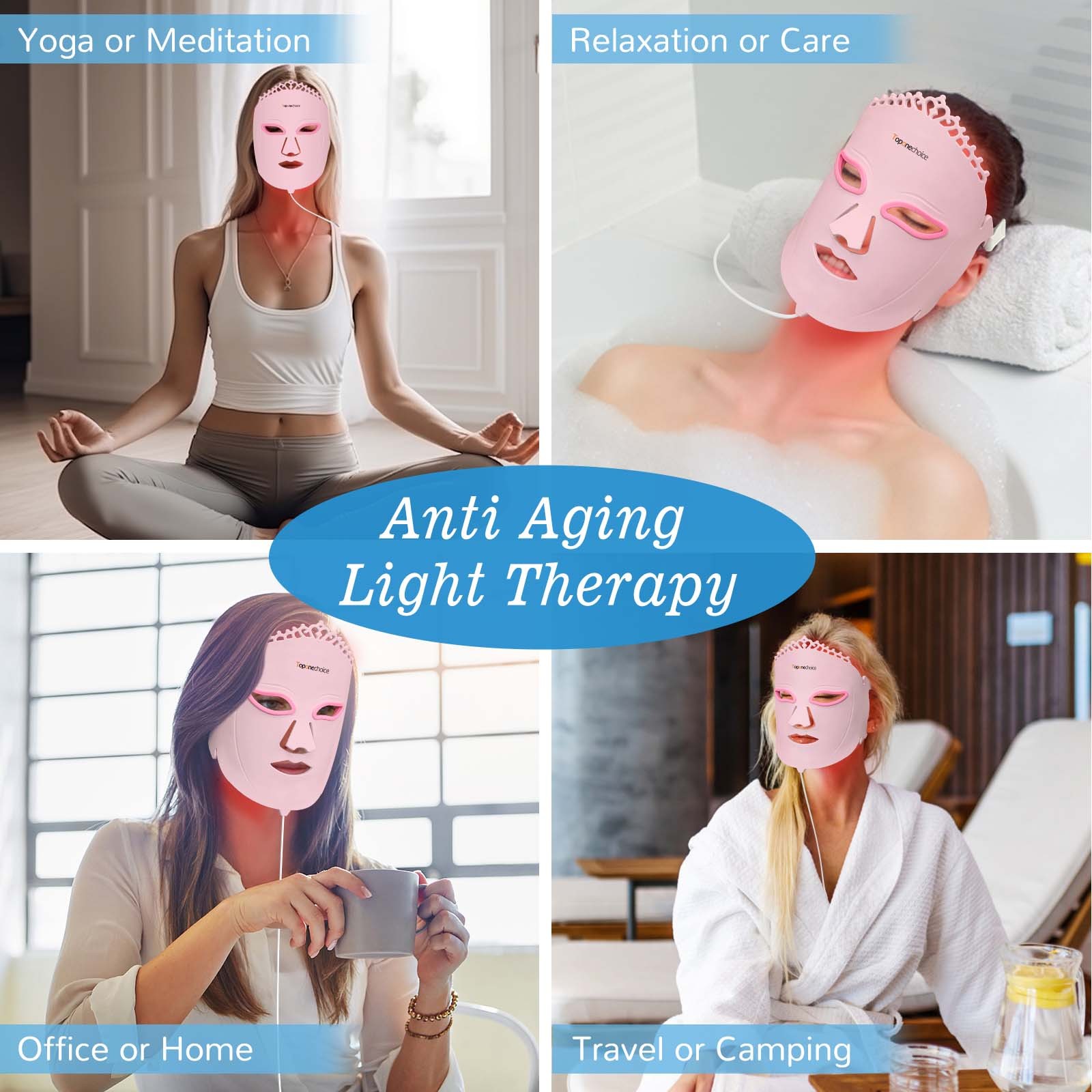 Wireless 7 Color LED Light Therapy Mask Soft Silicone Skin Care Multi-function