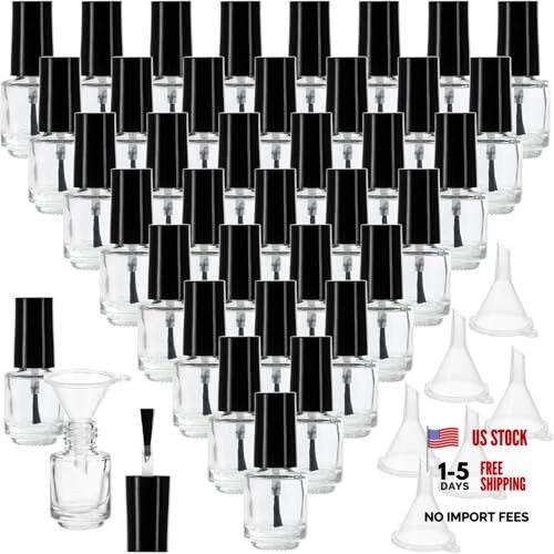 50 Pack 5 ml Empty Nail Polish Bottles with Brush Cap, Clear Nail Polish
