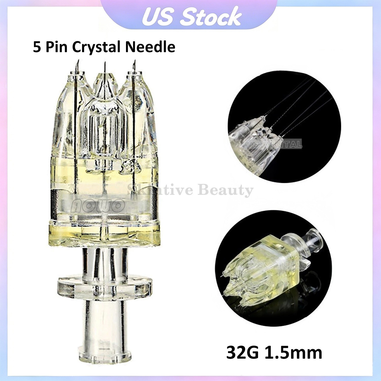 5PCS 5 Pin Crystal Multi-Tips Replace Needle For Beauty Facial Skin Care Tool