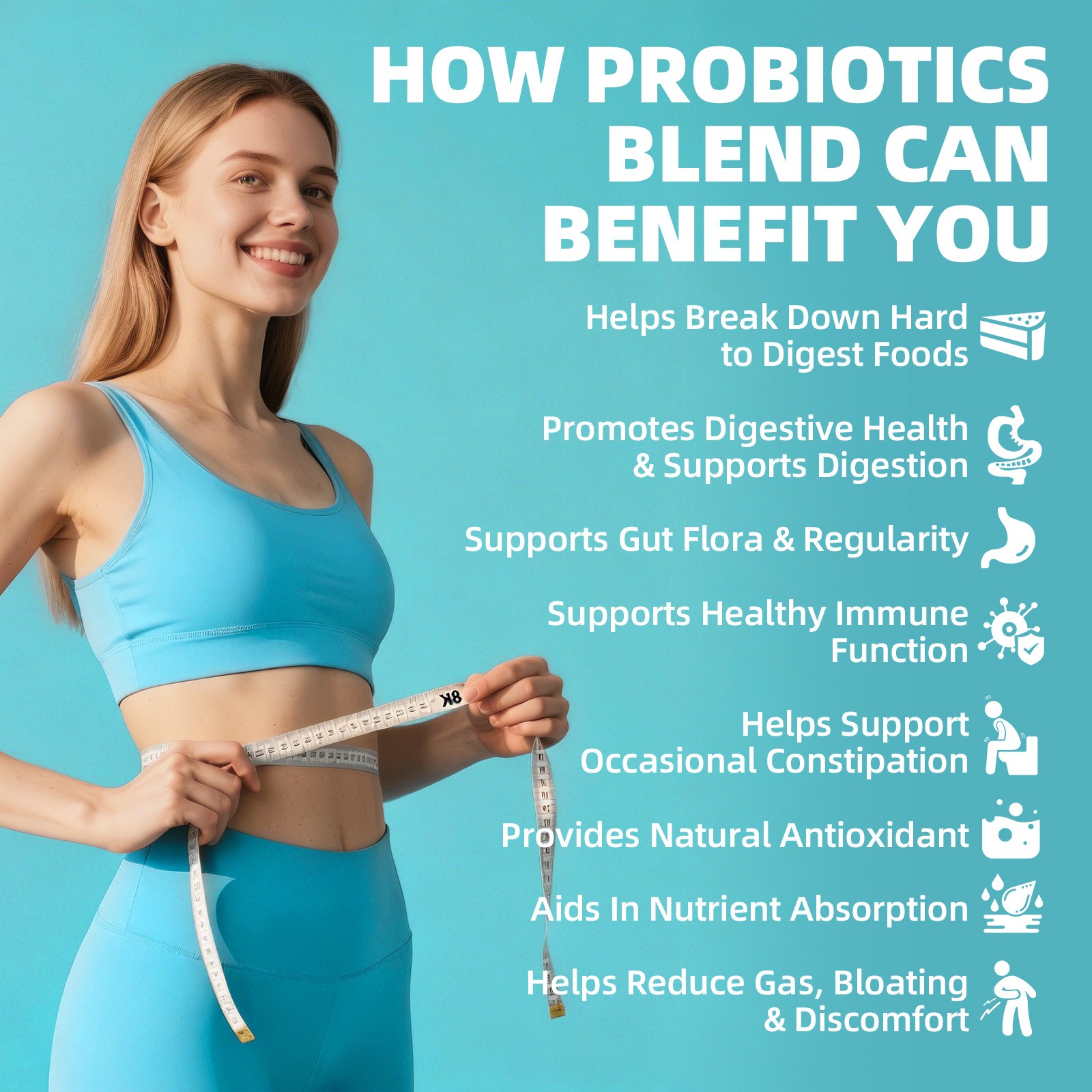 Digestive Enzymes w/ Prebiotic & Probiotics, Gas, Constipation & Bloating Relief
