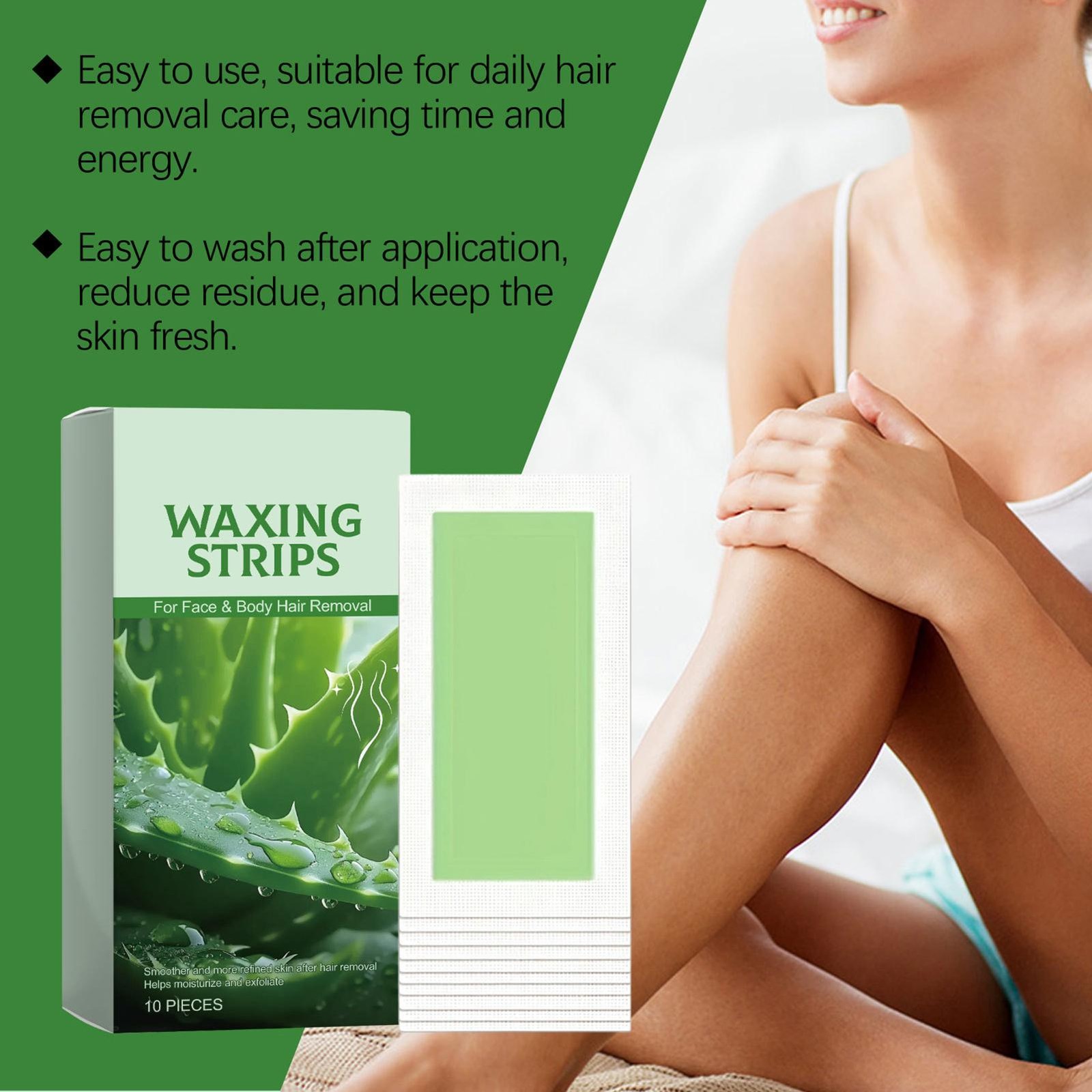 10PCS Hair Removal Paper for Leg Body Facial Depilatory Wax Strips