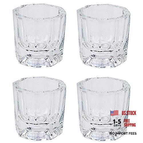4 Pcs Mini Glass Crystal Cup Nail Art Acrylic Liquid Powder Dappen Dish Bowl