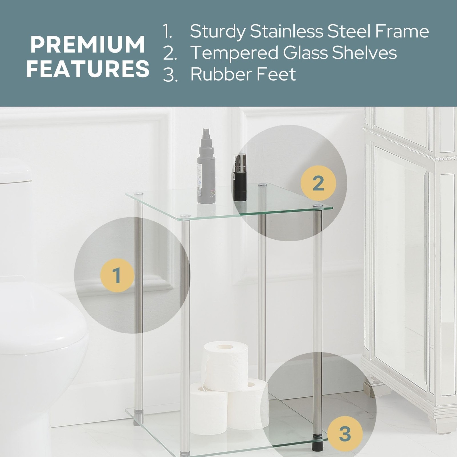 Convenience Concepts Designs2Go Classic Glass 2 Tier Square End Table 15.75 –