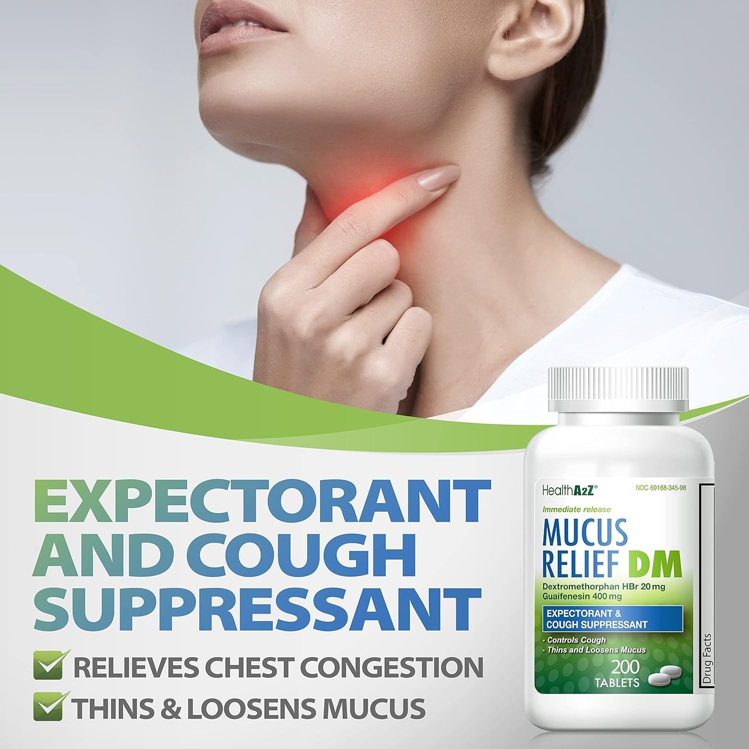 Mucus Relief DM Tablets | Dextromethorphan HBr 20mg | Guaifenesin 400mg | Cough