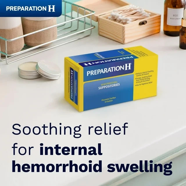 Preparation H Hemorrhoid Suppositories for Itching and Discomfort Relief – 24 Ct