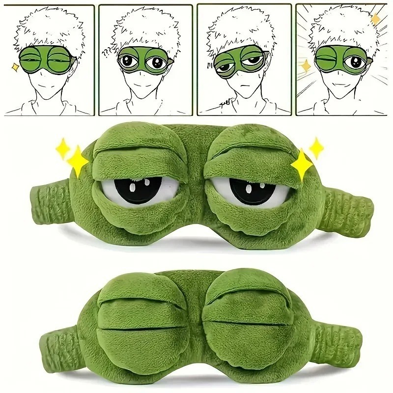 3D Frog Sleep Mask Cartoon Soft Blindfold Travel Eye Shade for Men Women