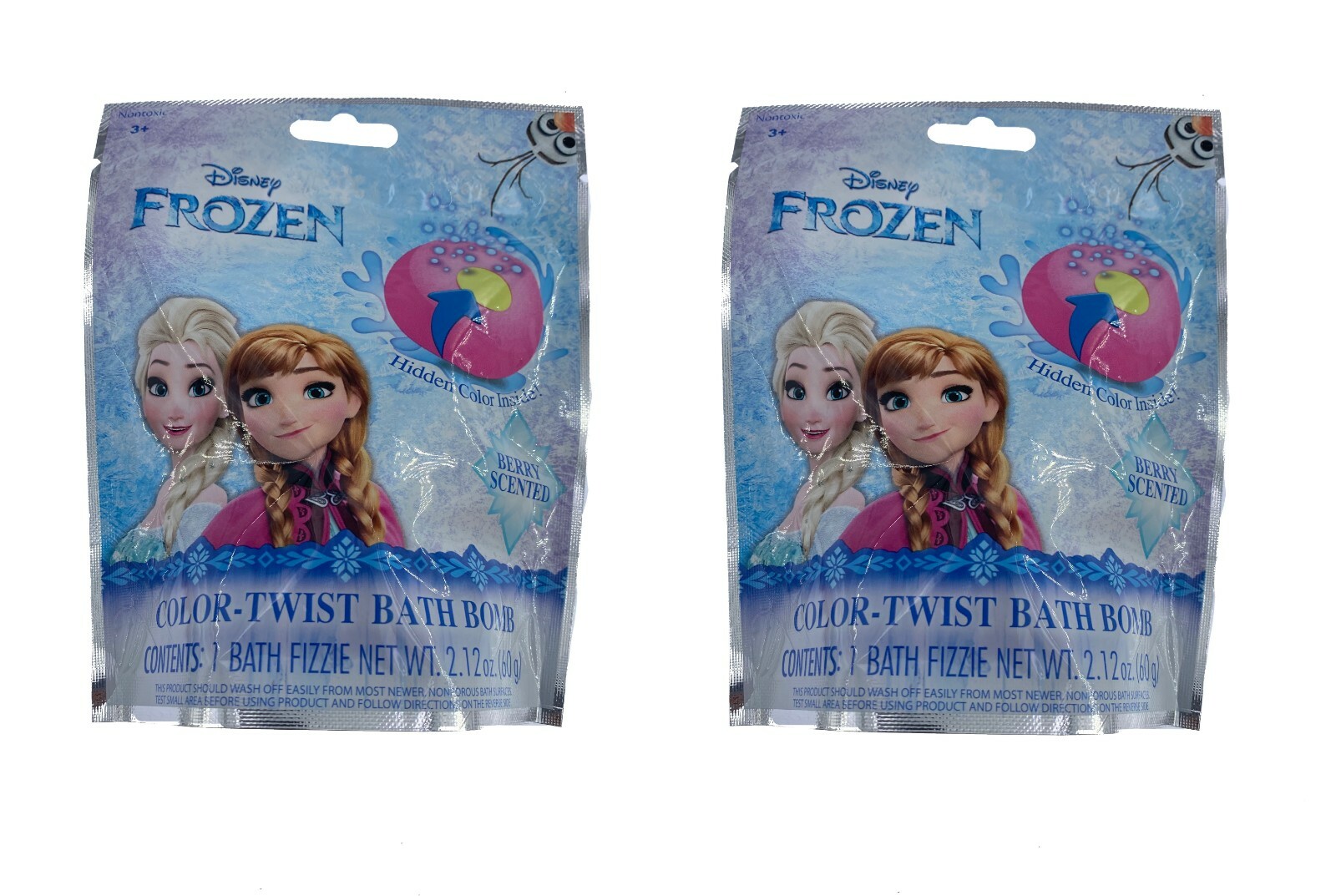 2 Pack Disney Frozen Color Twist Bath Bomb Kids Berry Scented Fun Nontoxic New
