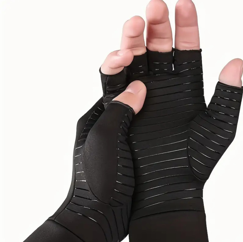 2 Pairs Copper Arthritis Compression Gloves Hand Support Pain Relief Joint Self