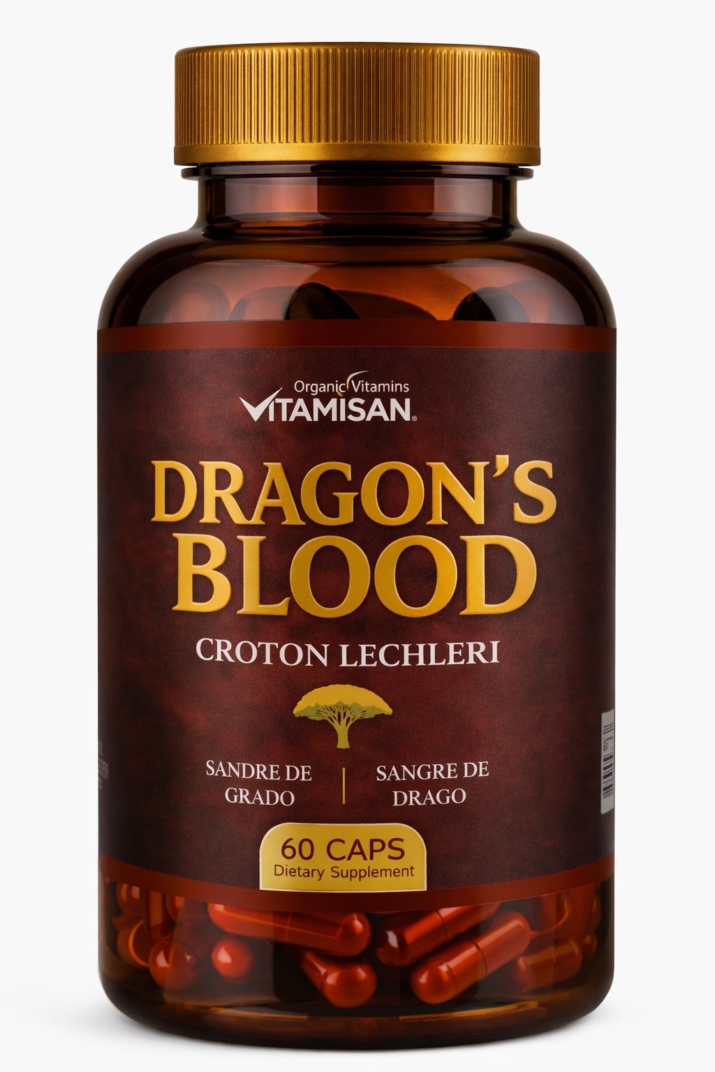 Dragon’s Blood Capsules 60 Ct Croton Lechleri Herbal Supplement Vitamisan