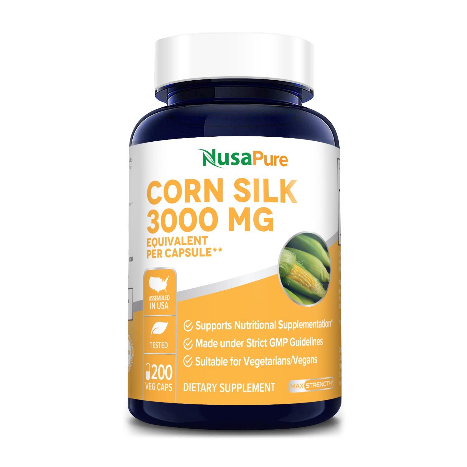 NusaPure Corn Silk Extract 3,000 mg per caps – 200 Veggie Caps Gluten Free