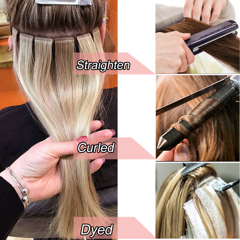 Seamless Tape In Remy Human Hair Extensions Russian Skin Weft Full Head USA Long