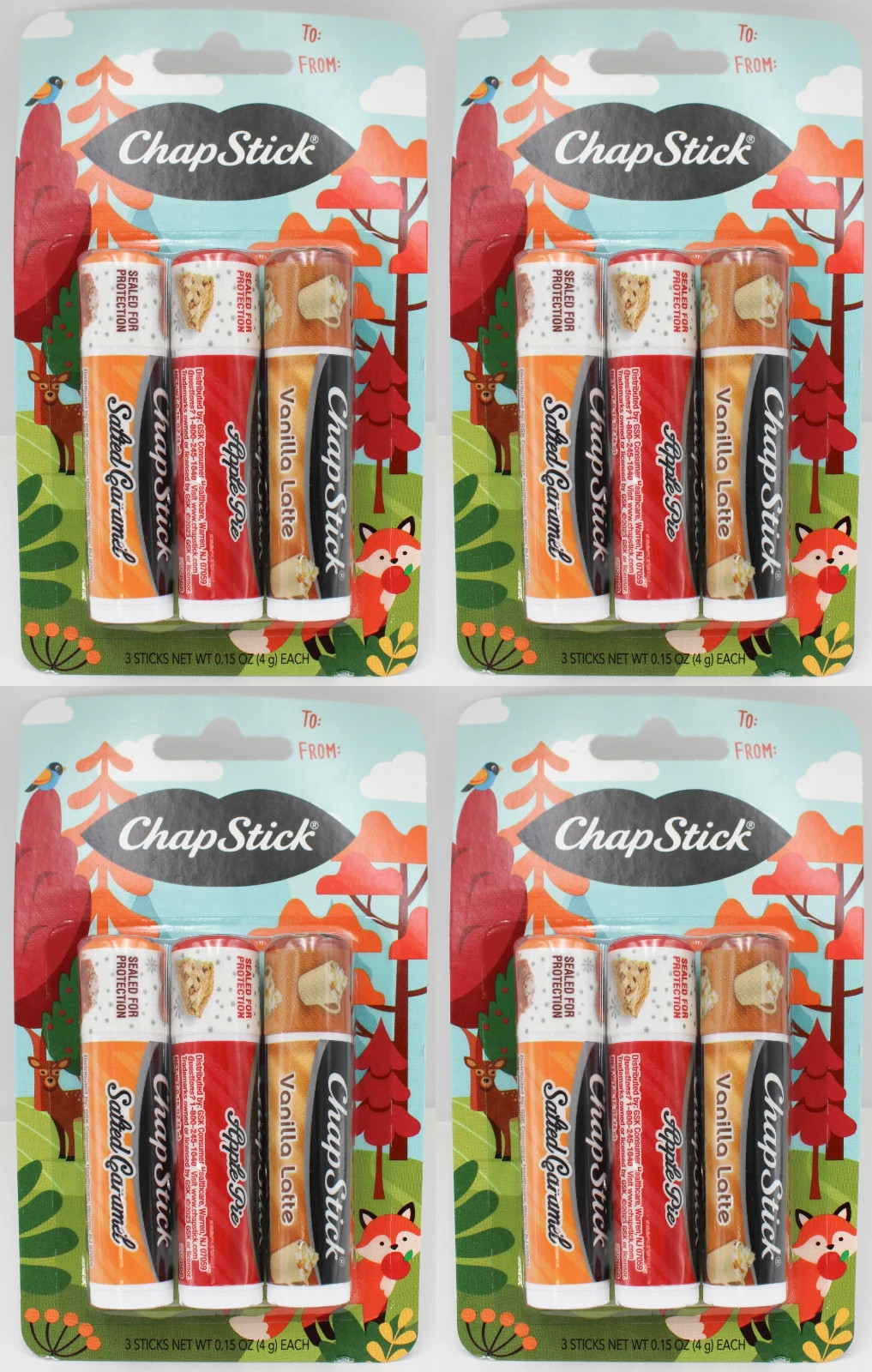 12 CHAPSTICK FALL COLLECTION Apple Pie, Salted Caramel, Vanilla Latte