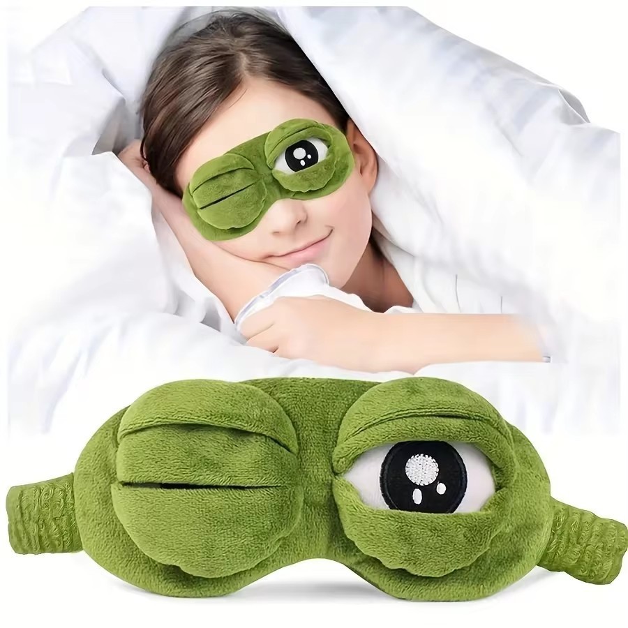 3D Frog Sleep Mask Funny Cartoon Eyeshade Cover Soft Travel Blindfold Sleep Aid