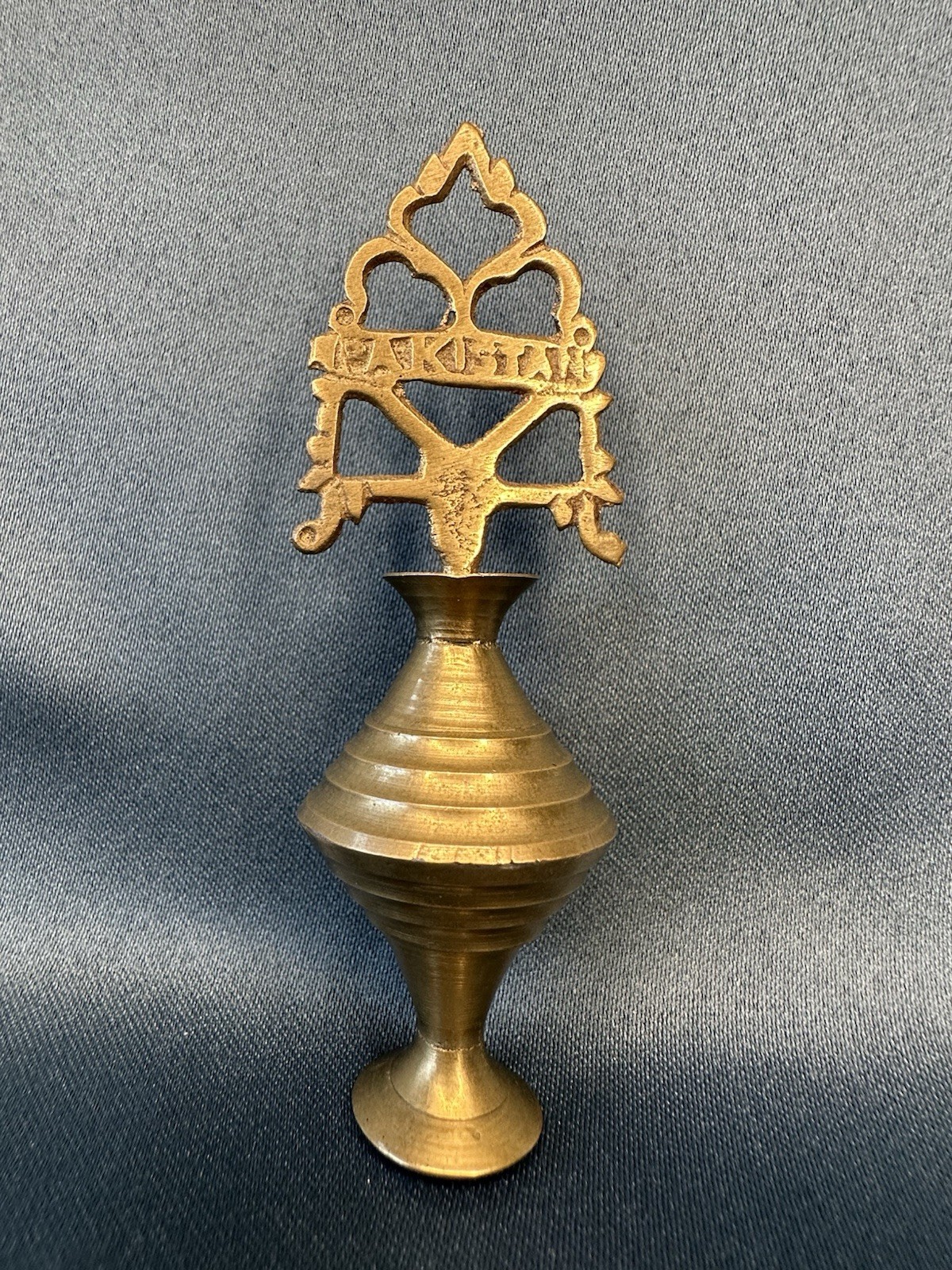Vintage Eyeliner Brass Dipping Pot & Kohl Applicator Stick from Pakistan