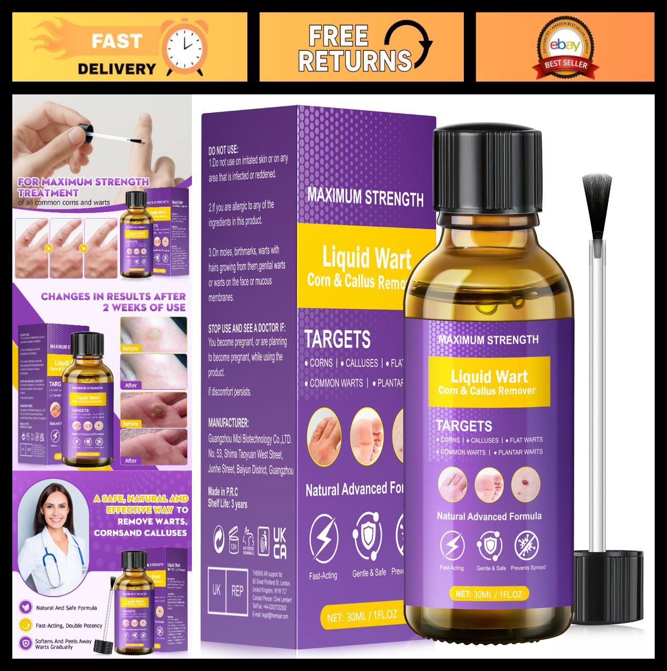 Effective Wart Remover Liquid – Fast Acting Treatment for Plantar, Common & Flat