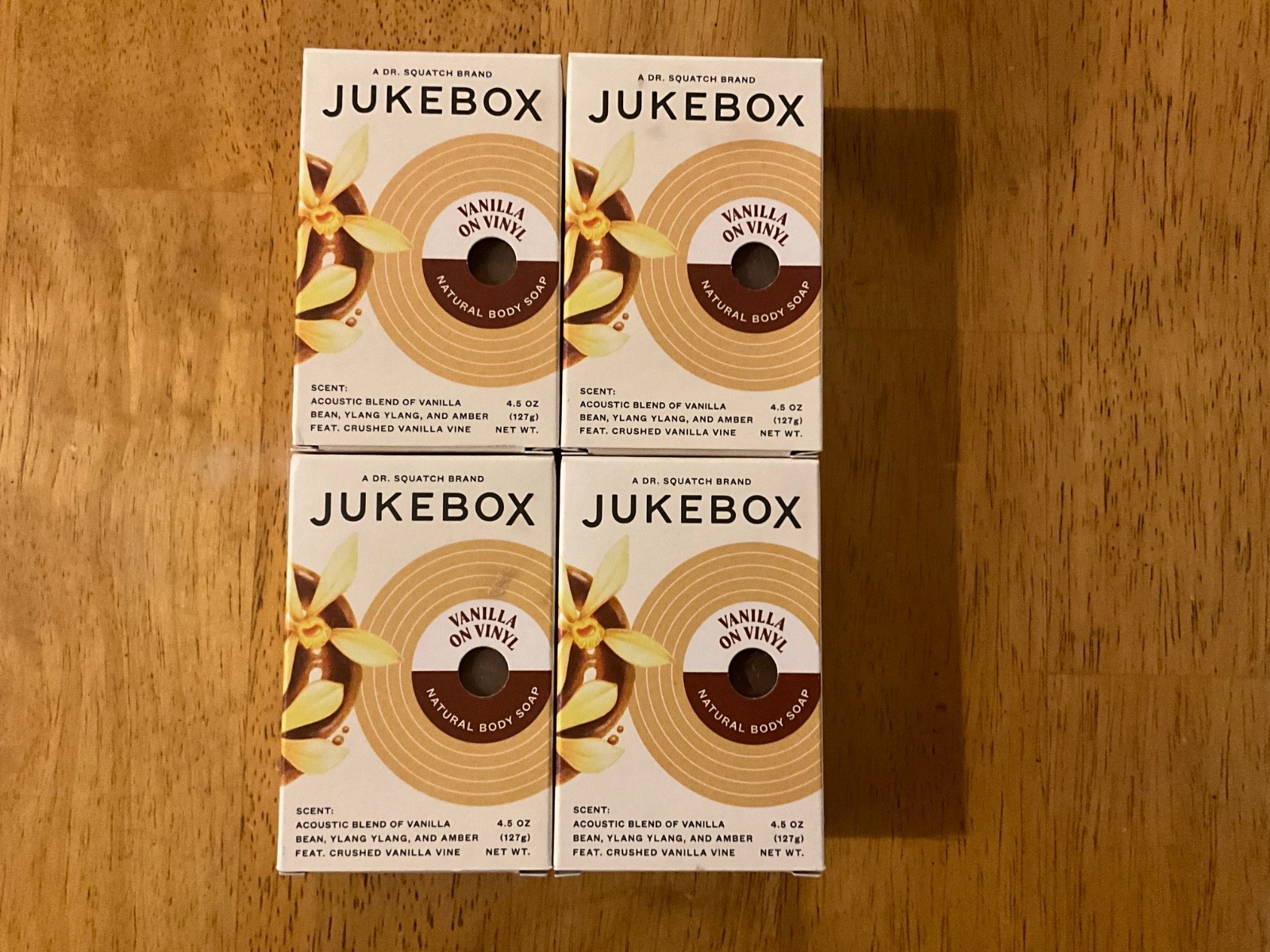 Jukebox Natural Body Soap, Vanilla on Vinyl, Medium Scrub, 4.5 oz, LOT OF.4, New