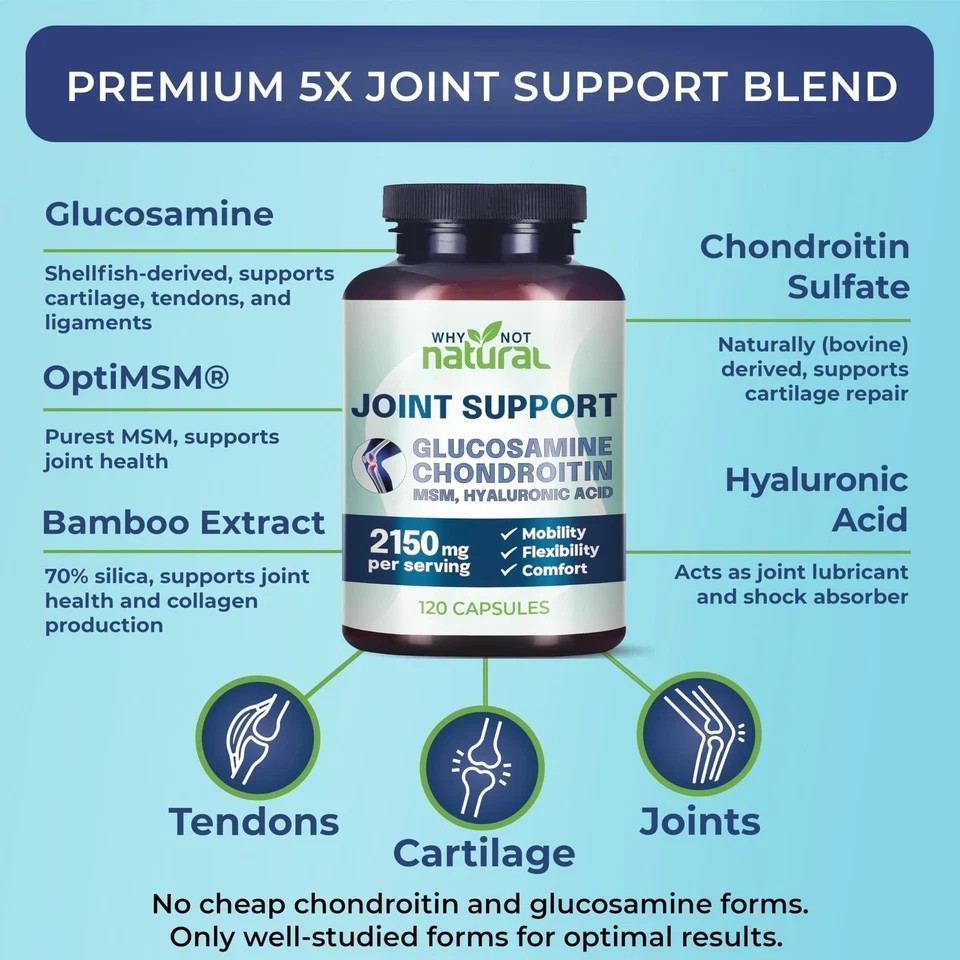 NEW LUXRY Why Not Natural Glucosamine Chondroitin MSM Joint Support Knee Health