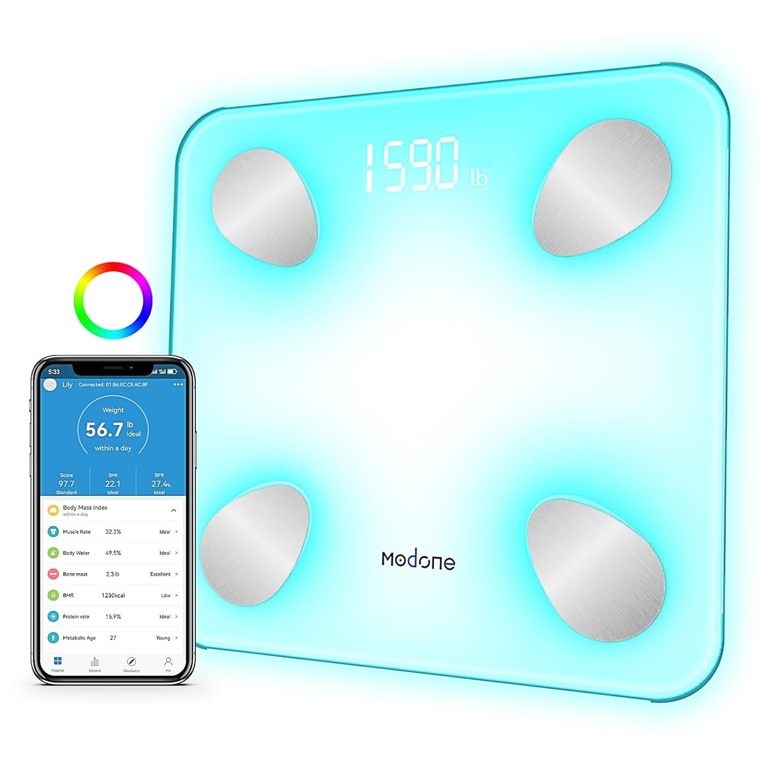 Scale Body Weight Digital Weight Scale W/ Color-Changing Most Accurate to 0.2lb