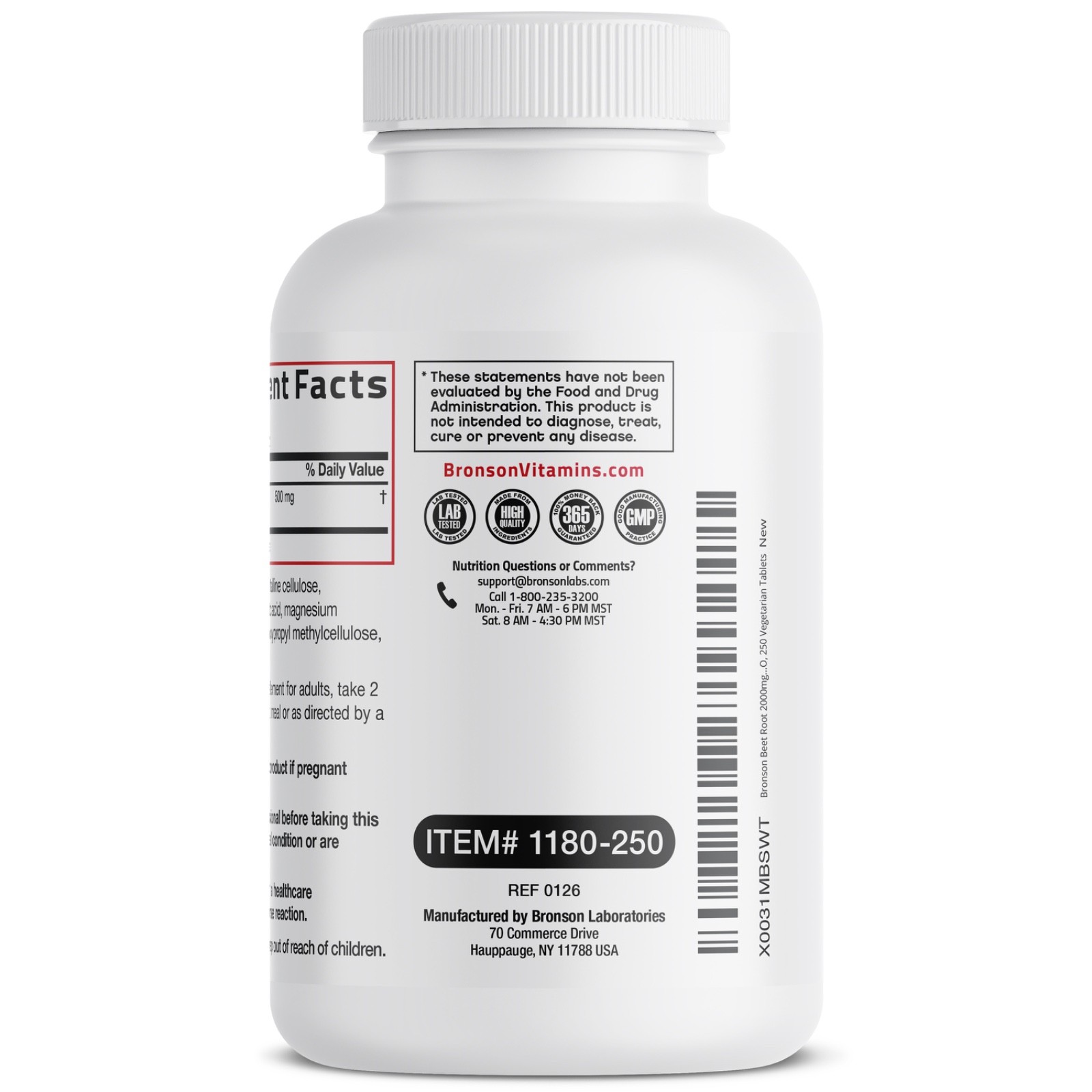 Bronson Beet Root 2000mg Extra Strength 250 Tablets