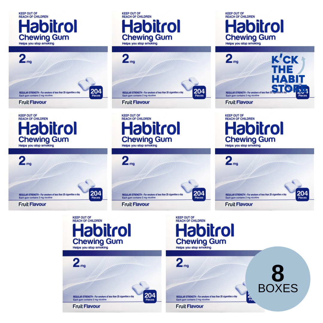 Habitrol Gum 2mg Fruit 1632 Pieces 8 Boxes Sugar Free Nicotine Quit Smoking Now
