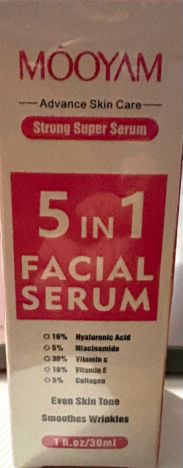 MOOYAM Advance Skin Care 5-in-1 Facial Serum Vitamin C HA 1 fl oz Face/Neck
