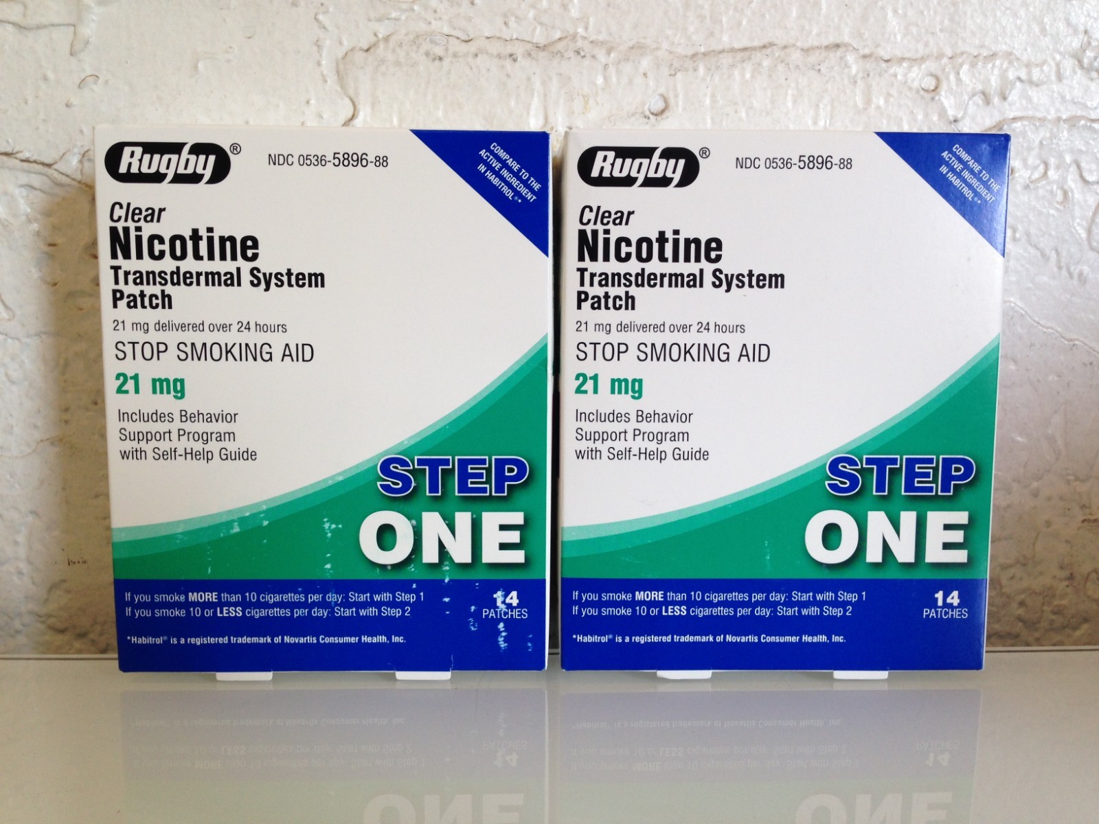 Rugby Nicotine Patches Step 1 (21mg), 14 Clear Transdermal Stop Smoking – 2 Pack
