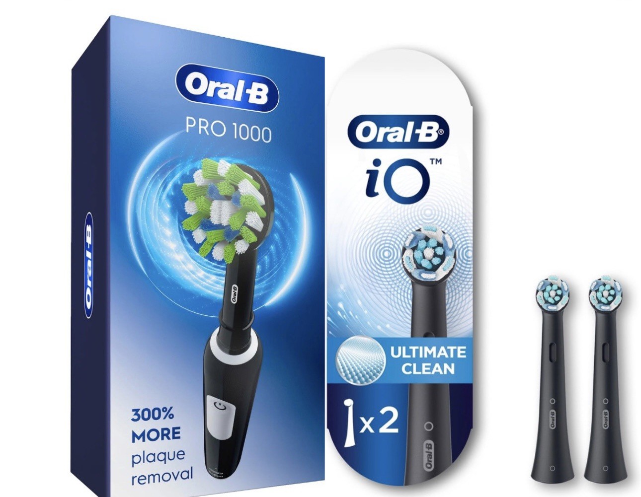 Oral-B Pro 1000 Crossaction Electric Rechargeable Toothbrush + Replacement Heads
