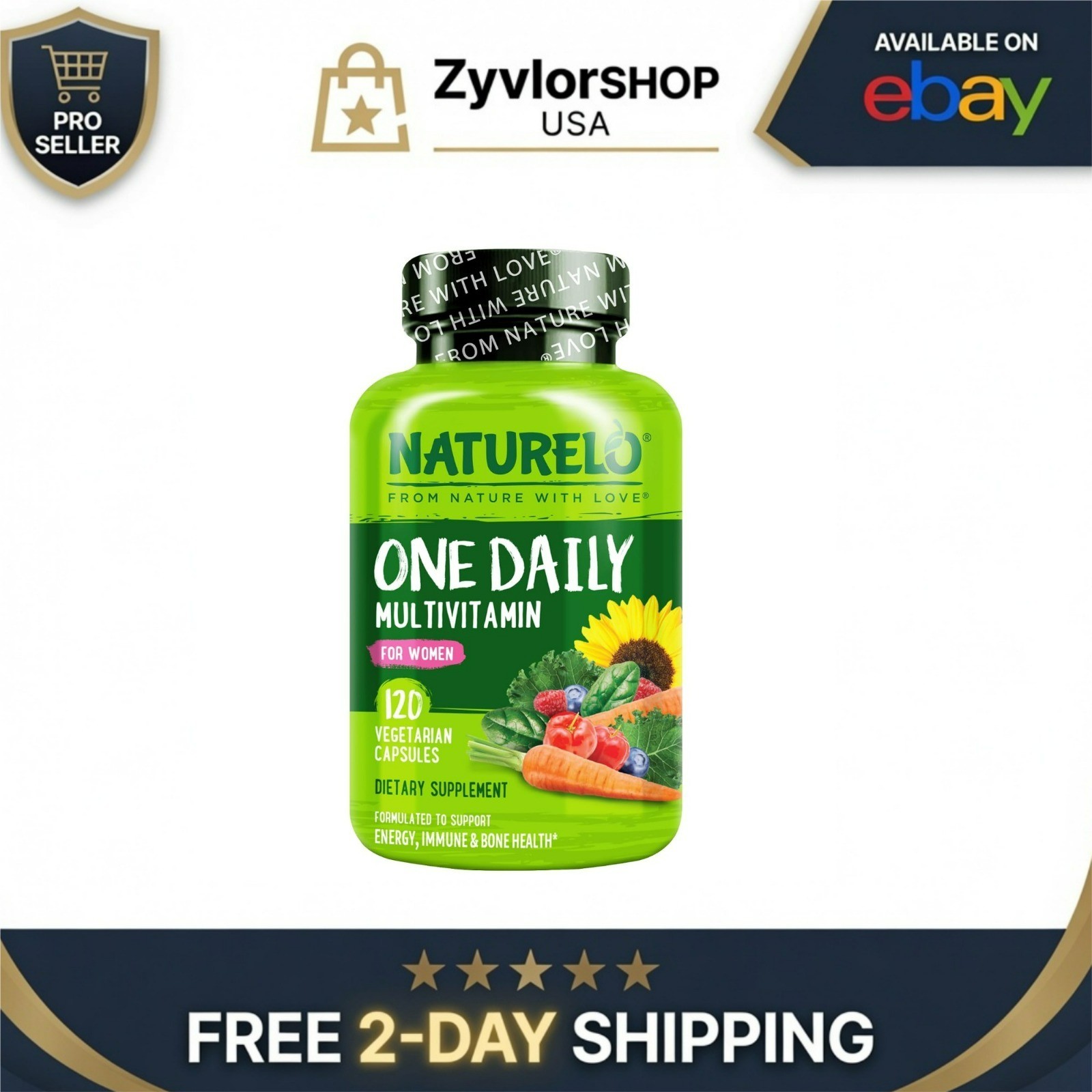 NATURELO One Daily Multivitamin for Women – 120 Ct, Energy Support