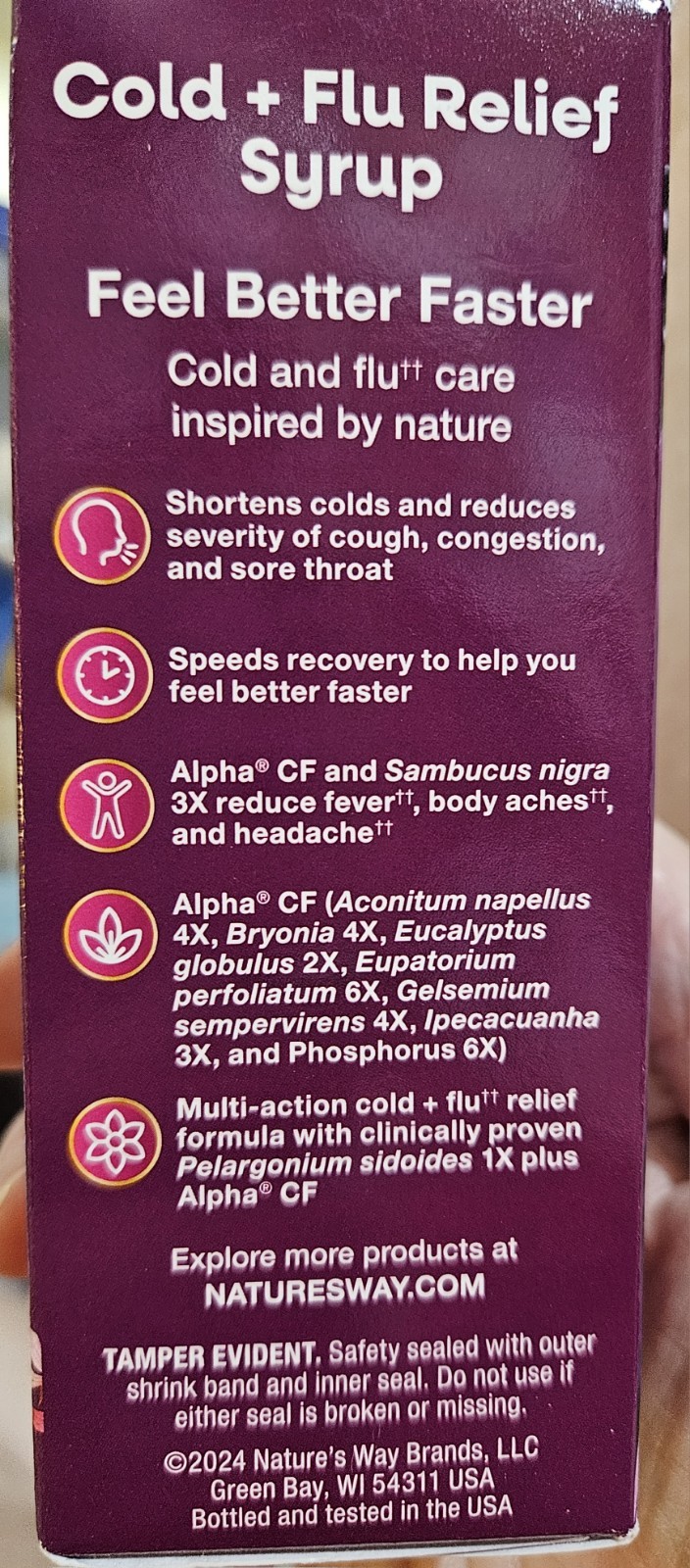 Nature’s Way Cold + Flu Relief Syrup, Umcka, Sore Throat, Cough, Congestion, Flu