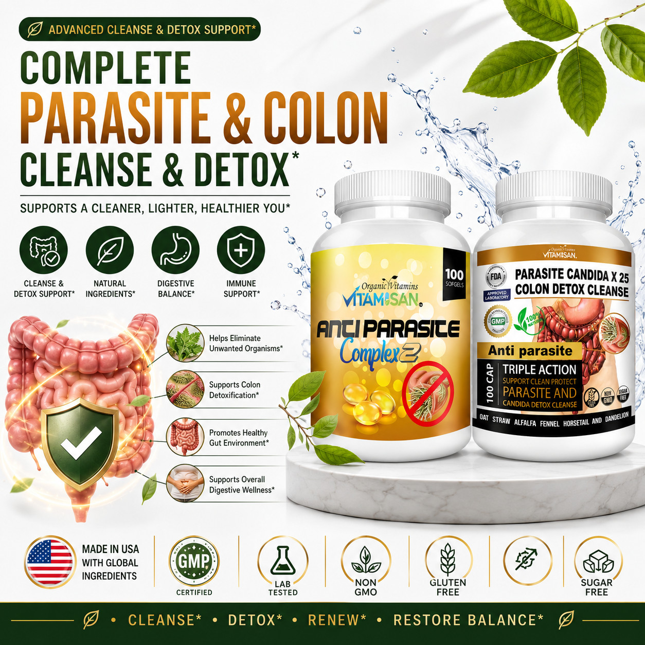 Colon Cleanse Detox Intestinal Capsules Slim Quick Absorb Remove Parasite Free 2