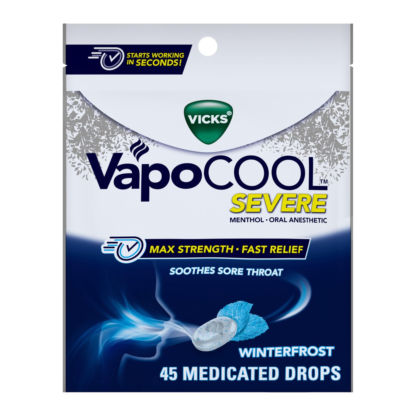 Vicks VapoCool Severe Medicated Sore Throat Drops, Max Strength Menthol, Soo…