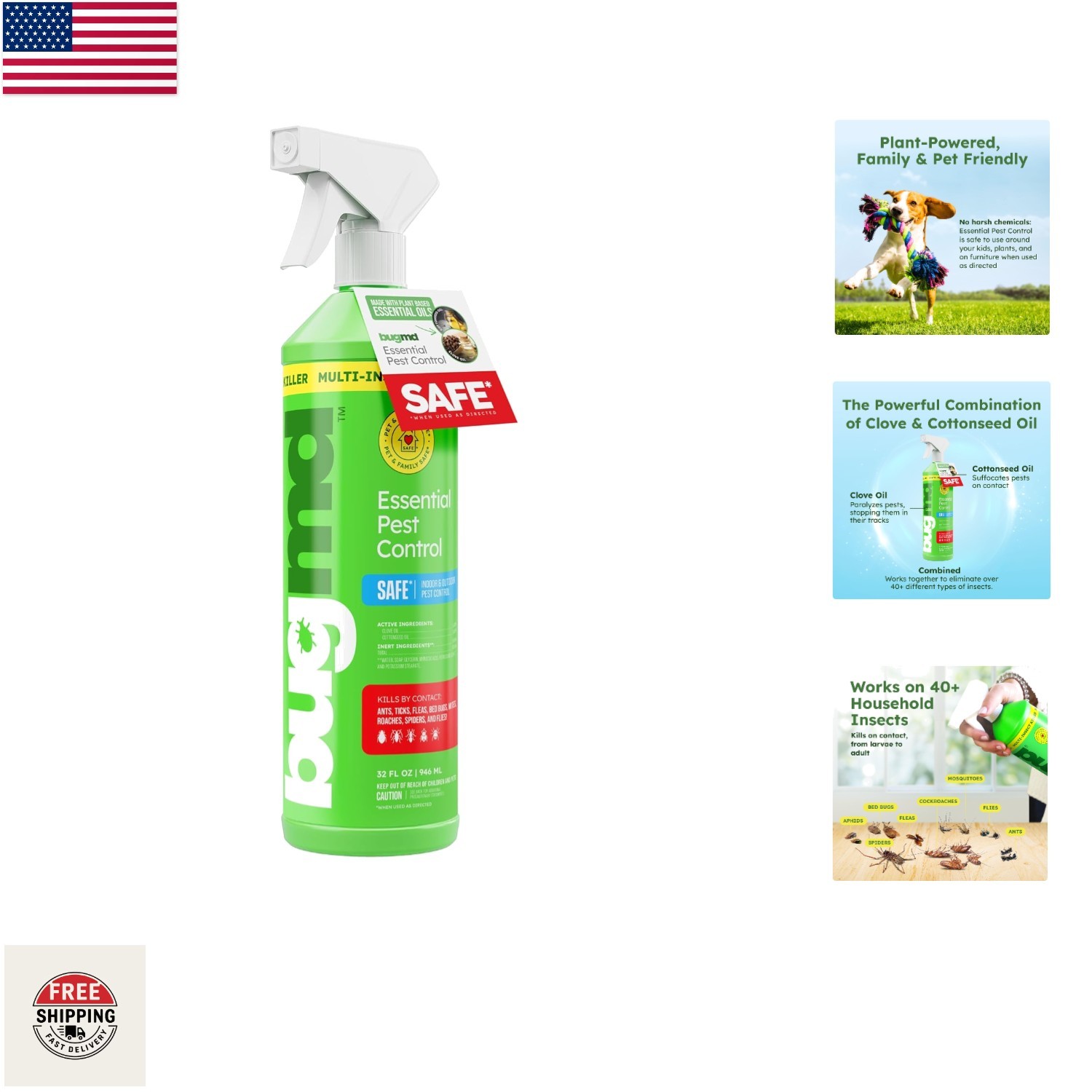 Lightweight 32 oz Refillable Spray Bottle – Versatile Pest Control with 3 Sprays