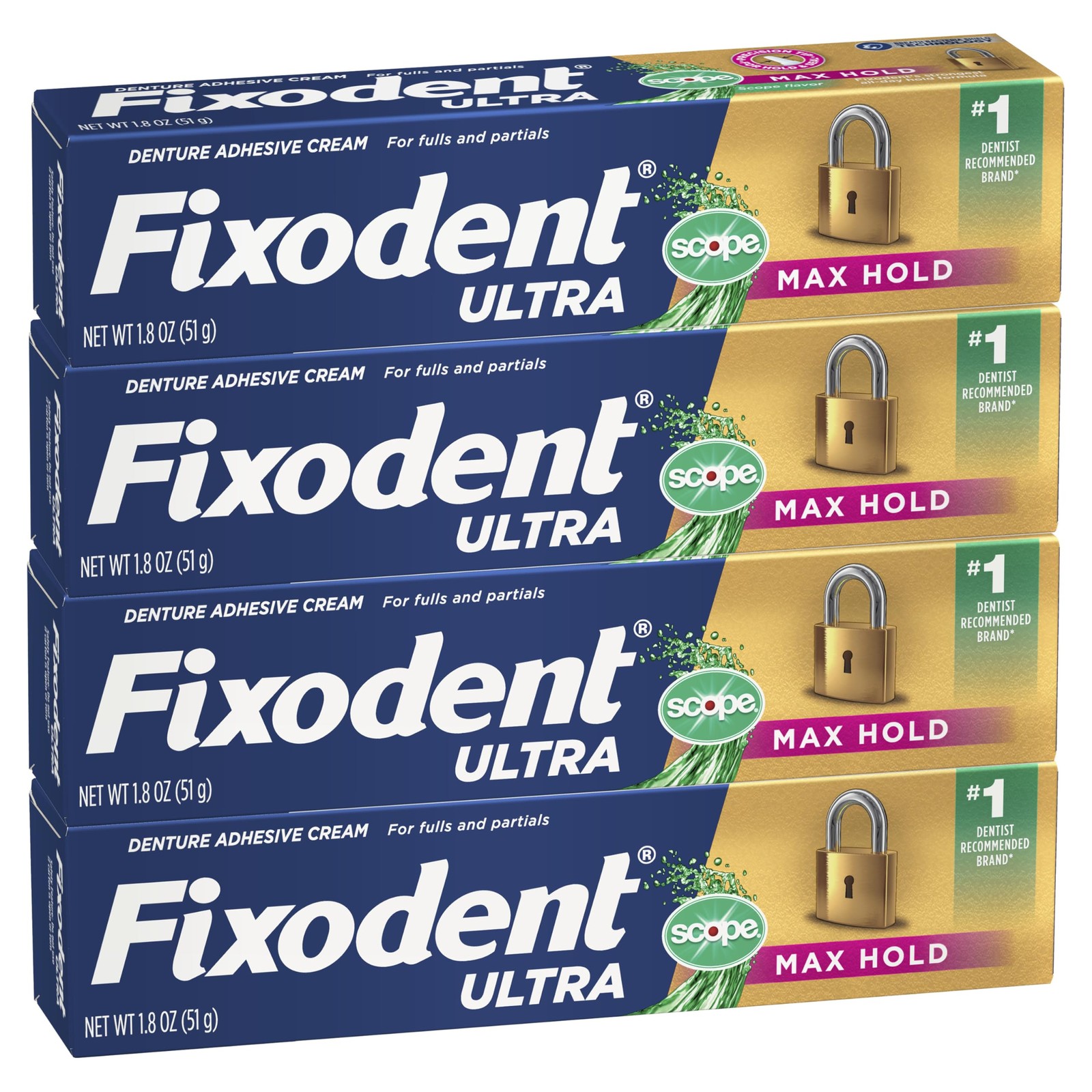 Fixodent Ultra Max Hold Plus Scope Secure Denture Adhesive For Full And Partial