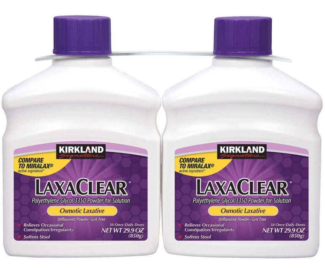 Laxative Polyethylene Glycol – Kirkland Signature LaxaClear 100 Doses VS MiraLAX